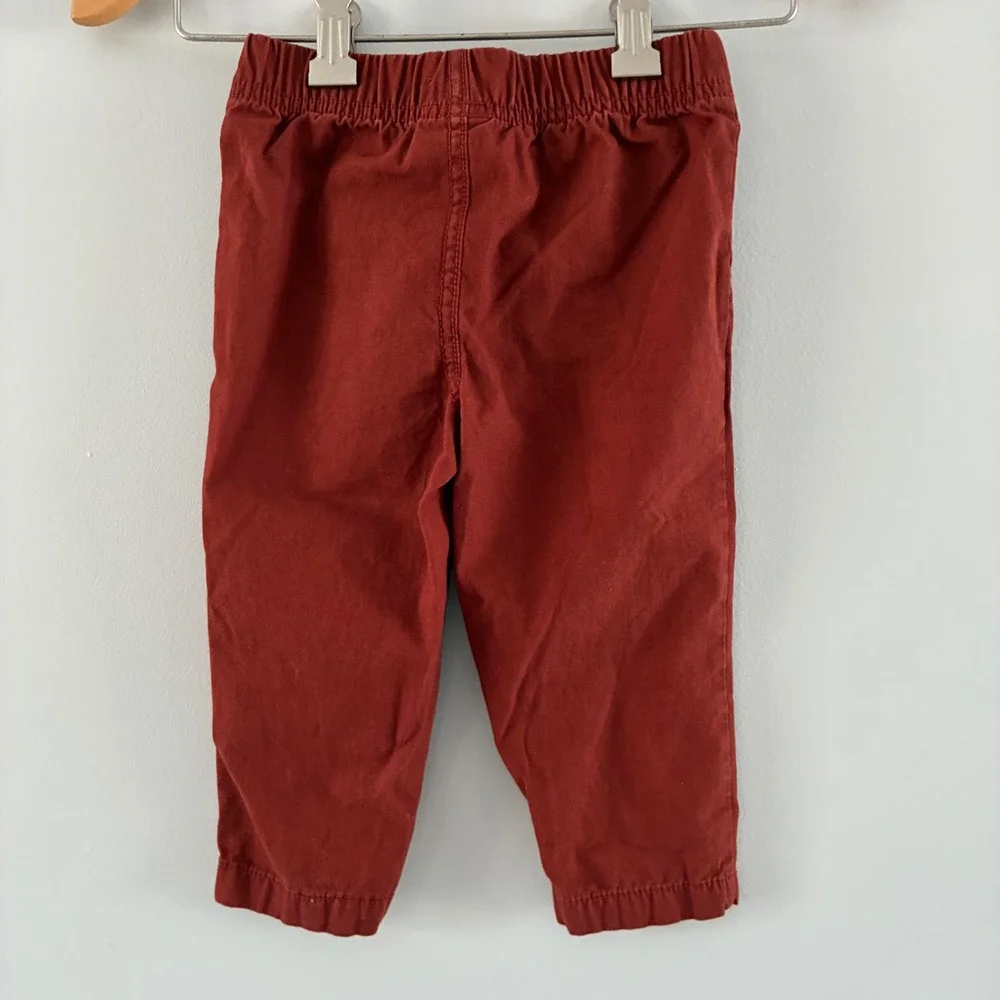 Carter's Chino Pants Toddler Boys 18M Rust Red Pull On Elastic Waist Cotton Fall
